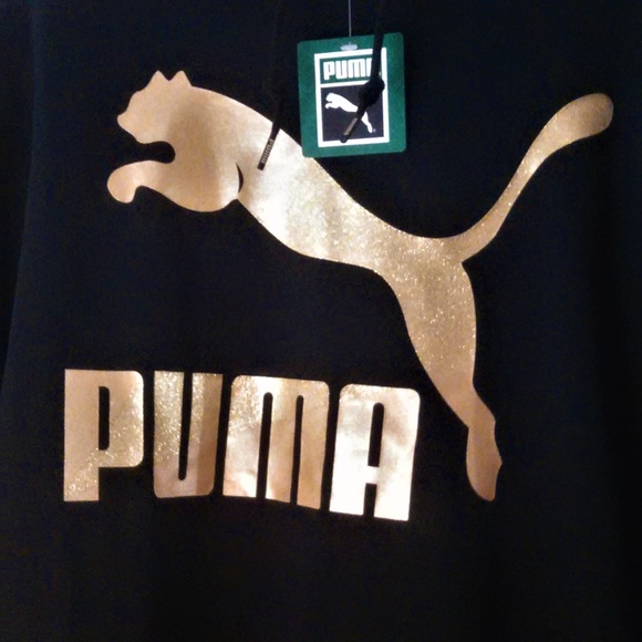 WOMENS PUMA GLAM BLACK&GOLD HOODED OVERSIZES DRESS - Picture 2 of 6